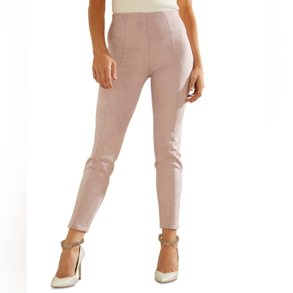 NEW Guess Linen Lilac Maya Faux-Suede High-rise Skinny Leggings Size S